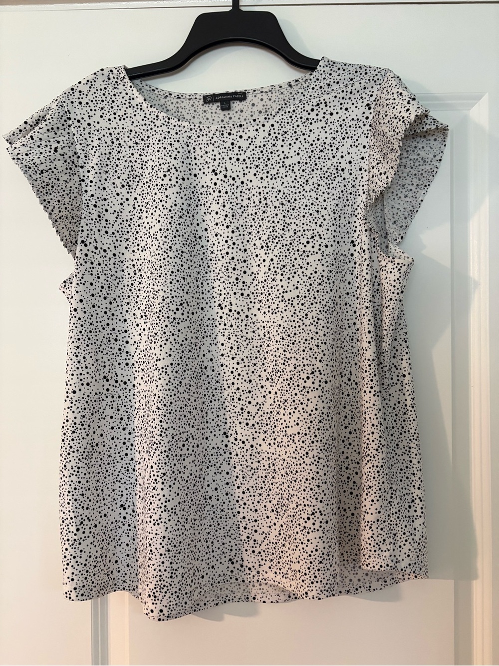 Black & White Speckled Flutter Sleeve Blouse